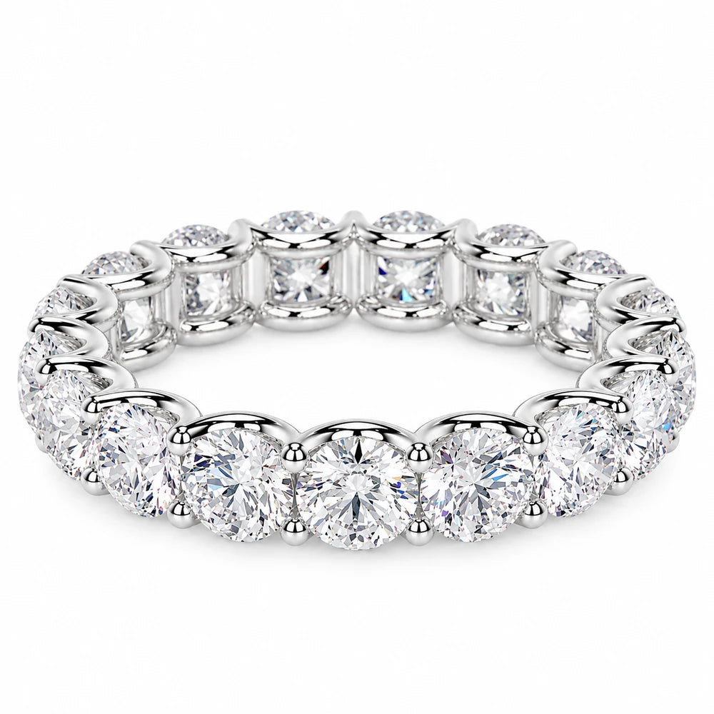 S925 Sterling Silver Round-Cut Moissanite Eternity Band