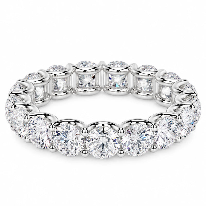 S925 Sterling Silver Round-Cut Moissanite Eternity Band