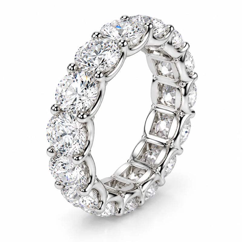 S925 Sterling Silver Round-Cut Moissanite Eternity Band